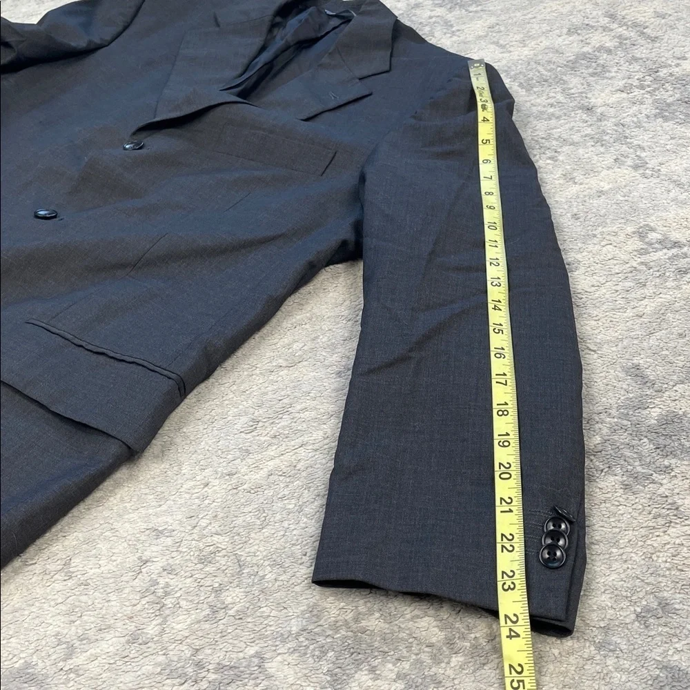 Vintage Longchamp Paris Comero Super 120s Wool Dark Gray Suit Jacket Blazer